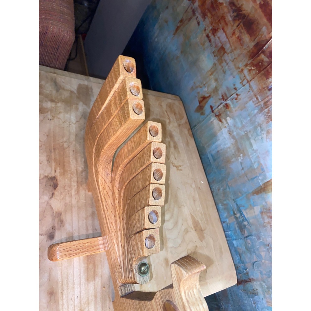Vintage Wooden Peacock Menorah Folding Oak Wood Hanukkah Chanukiah Folk Art - Picture 4 of 6